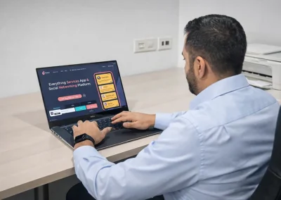 Employee working at his desk in Djobzy Hungary Office